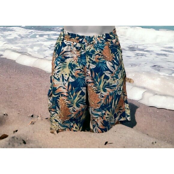 Caribbean Swimwear Men's Tropical Swimwear Trunks Size M Multicolor Pockets - Picture 2 of 10